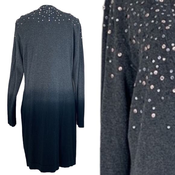 Chico’s Ombré Cardigan Sequin Duster Sweater Size 1 Medium - Picture 2 of 4